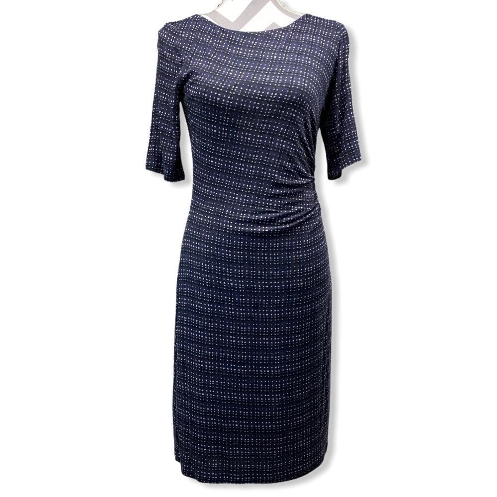 Loft Lattice Side Shirred Dress Size Small